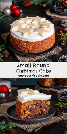 Need a smaller Christmas cake this year? Or perhaps you want to make Christmas cakes as gifts? Either way, this Small Round Christmas Cake recipe is your answer! Ready in 1 hour 15 minutes, and it can be decorated and served on the same day you make it! #smallchristmascake #smallroundchristmascake #roundchristmascake #christmascakefor1 #christmascakefor2 #christmascake #easychristmascake #quickchristmascake #christmasbaking #christmasfood #christmasrecipe #christmasrecipes #easypeasyfoodie Easy Christmas Cake Recipe, Christmas Cake Recipe, Mini Christmas Cakes, Christmas Cakes Easy, Easy Puff Pastry, Christmas Recipes Easy, Christmas Cake Recipes, Fairy Cakes, Big Cakes