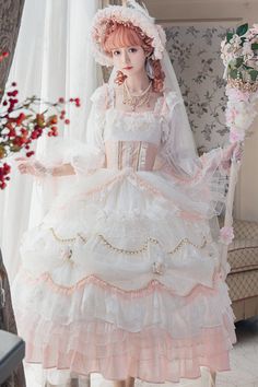 ❤Gorgeous Wedding Chiffon Lolita Dress❤︎
⚠Please allow 45 days for this item to be shipped. Strawberries And Chocolate, Wedding Dresses Pink, Cake Dress, Pink Wedding Dresses, Cream Puff, Garden Girls, Dress Cake, Dresses Pink, Lolita Dress