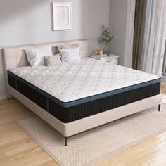 the mattress is made up and ready to be used in the bedroom or living room