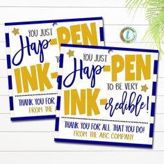 two blue and yellow printable thank you for all that you do from the abcc company