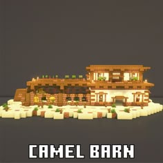 a house made out of blocks with the words camell barn in front of it