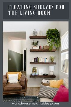 Floating shelves for the living room Diy Floating Shelves, Floating Shelves Living Room, Modern Wall Shelf, Wall Shelves Design, Floating Shelves Diy, Living Room Shelves, Shelf Design, Living Room Tv