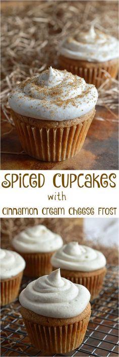 cupcakes with cinnamon cream cheese frosting on top