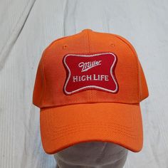 Brand New Without Tags Velcro Adjustment Strap Beer Accessories, Miller High Life, High Life, Baseball Hat, Color Orange, Accessories Hats, Baseball Hats, Beer, Mens Accessories