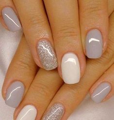 Grey Gel Nails, Grey Nail Polish, Nagellack Trends, Her Nails, Gray Nails, Fall Nail Colors, Dipped Nails, Short Acrylic Nails, Nail Arts