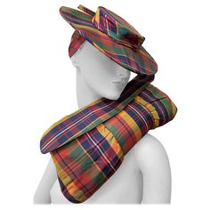 1940s Matching Madras Rayon Plaid Taffeta Brimmed Tilt Hat & Oversized Handbag Set: Clutch gathered handbag and banded back ensemble to add a punch to your ensemble. Handbag is soft construction with a snap closure. One size fits all. Leopard Print Hat, Oversized Handbags, Plaid Hats, Madras Plaid, One Size Fits All, Accessories Hats, Leopard Print, Fashion Accessories, Plaid