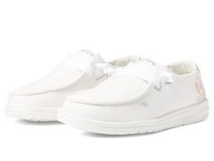 White Hey Dudes Women Outfit, Preppy Hey Dudes, Preppy White Shoes, Women’s Hey Dudes, White Textile Slip-ons With Textured Sole, White Textile Slip-ons With Round Toe, White Textile Round Toe Slip-ons, White Textile Slip-ons With Cushioned Footbed, White Fabric Sneakers With Flat Heel