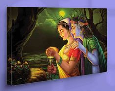 Buy Radha Krishna Gray Backdrop Canvas Art Online, Great Quality Canvas Wall Art, Canvas Print from printmyspace.com. Available framed and ready to hang. Free Shipping to USA, UK, Canada. Very low shipping charges to all other countries globally. Ready to hang canvas frame. The canvas is wrapped around a wood frame gallery style such that the wood frame is not visible. Does not require hooks to hang and the frame has a thick border of enough width to directly hang the frame on nails. FRAMED CANV Traditional Wall Paint, Gray Backdrop, Multi Panel Canvas Art, Art Large Canvas, Indian Painting, Green Backdrops, Frame Gallery, Large Canvas Wall Art