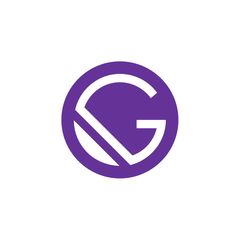 a purple circle with the letter g in it's center and an arrow at the bottom