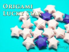 an origami lucky star is shown on a blue background with the words, origami lucky star