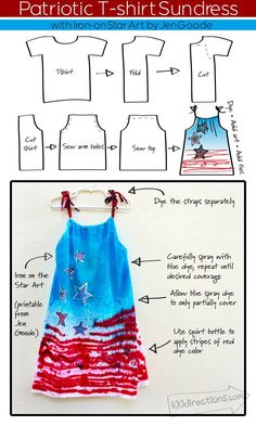 the instructions for how to sew an american flag dress