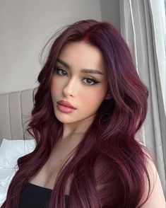 Hair Color For Teens, Trendy Hair Dye Ideas, Black Cherry Hair, Deep Red Hair, Wine Hair Color, Book Edits