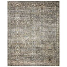 an antique style rug in grey and beige tones with medallions on the center,