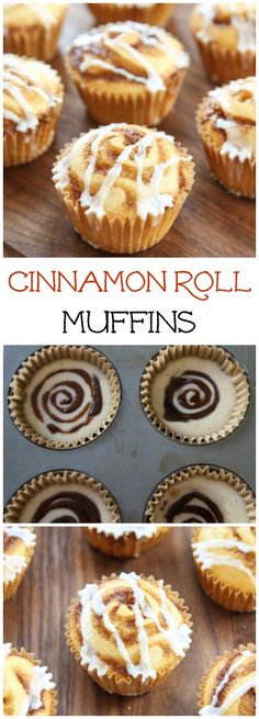 cinnamon roll muffins with icing on top