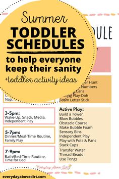 the flyer for summer toddler schedules to help everyone keep their safety at play time