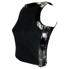 Check out this item from 1stdibs! S/S 1999 Gucci by Tom Ford Black Patent Leather Accent Crop Top : https://www.1stdibs.com/id-v_19105442 Gucci Tops For Women For Office, Luxury Gucci Tops, Modern Fitted Crop Top For Night Out, Fitted Modern Crop Top For Night Out, Modern Fitted Black Crop Top, Sleek Fitted Crop Top For Evening, Black Gucci Tops With Letter Print, Designer Black Sleeveless Top, Gucci Black Collared Top