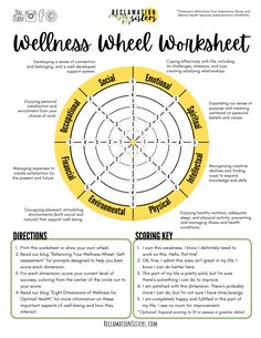 Environmental Wellness Activities, Wellness Wheel Worksheet, Accountability Worksheets, Wellness Worksheets, Mental Health Activities, Health Activities, Counseling Activities, Counseling Resources