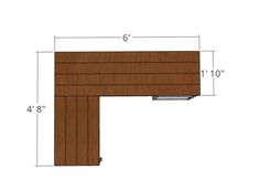 a drawing of a wooden table with measurements for the top and bottom section on it