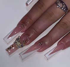 Quinceanera Nails, Maquillage On Fleek, Simple Acrylic Nails, Glow Nails, Fall Acrylic Nails, Soft Nails, Nails Only, Long Square Acrylic Nails, White Nail