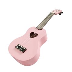 a pink ukulele with a heart on it