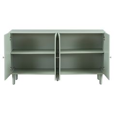 two open shelves with doors on each side