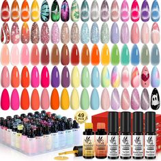 PRICES MAY VARY. Comprehensive Gel Nail Polish Set: Discover the Lavender Violets upgraded 49 piece gel nail polish set, featuring 45 vibrant gel colors, plus glossy no wipe top coat, matte top coat, builder base coat, nail primer and cat eye magnet. 45 Stunning Gel Polish Colors: Explore 45 gel colors, from sheers to vibrant cat eye like French pink, translucent nude pink, purple, yellow, orange, brown, red, milky white, green, black, navy blue, reflective glitter cat eye and pastel gel nail po Polish Gifts, Cat Eye Colors, Matte Gel, Gel Colors, Nail Primer, Christmas Manicure, French Pink, Glitter Gel Polish, Manicure Gel