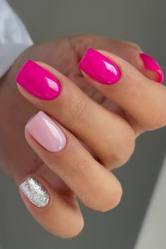 40 Cute Pink Nails Ideas For 2024 - Girl In Cali Bright Pink Nails, Cute Pink Nails, Milky Nails, Short Gel Nails, Hot Pink Nails, Nagel Tips, Pink Nail Art