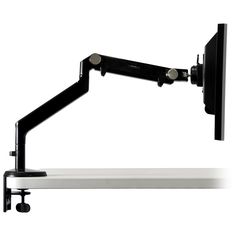 a black and white photo of a monitor arm