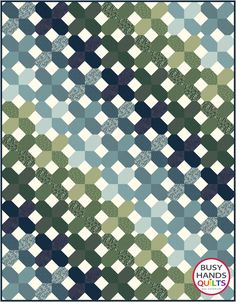 a green and blue checkered quilt pattern with the words busy quilts on it