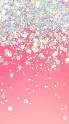 an abstract pink background with lots of silver and white confetti on the bottom