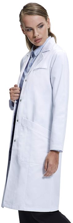 PRICES MAY VARY. SIZE TIP: Please note this lab coat fits large for comfortable wear and better movement. Please size down if you want a more slimming fitted look. FIT: This beautiful classic fit lab coat poses a simple and elegant style that is the perfect professional garment for ladies with a natural physique. Please note that this is a classic fit and not a tailored fitted lab coat. FABRIC: Our LABTEX industrial grade fabric is made up of 65% polyester and 35% cotton with a hardwearing but s Coat Poses, Women's Lab Coat, Lab Coats, Coat For Women, Professional Women, Elegant Style, Chef's Jackets, Scrubs, Labor