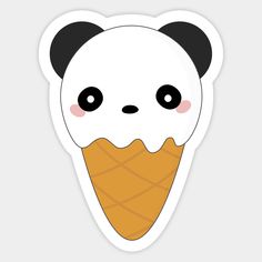 a panda bear face with an ice cream cone in it's mouth and eyes