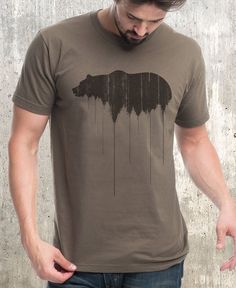 Bear Graphic Tees - Bear Above Tree Line - Bear Tshirts Bear Tshirts, Fly Fishing Shirts, Bear Silhouette, Shirt Design Inspiration, Mens Graphic T, Bear Graphic, Tree Line, Bear Shirt, High Altitude