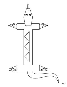 the letter i is for monster coloring page with an image of a creature on it