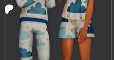 Dreamy Duo Set (BGC) | CreamLatteDream Ts4 Sleepwear, Sims 4 Cc Maxis Match Nightwear, Maxis Match Pjs, Sims 4 Pajamas Cc Maxis Match, Maxis Match Sleepwear, Men Clothes, Cute Sets, 1 Image, Women Clothes