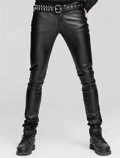 Devil Fashion Men Rock Pu Leather black Pants punk Goth Trousers Steampunk Hot  | eBay Mens Rock Fashion, Goth Trousers, Leather Pants Men, Gothic Male, Leather Black Pants, Gender Neutral Style, Gothic Pants, Fringe Jeans, Punk Rave