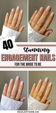 Every bride deserves stunning nails on her big day! These 40 sophisticated bridal nail designs are perfect for adding a touch of elegance and beauty, ensuring you're picture-perfect from head to toe.	wedding nails design | pearl nails | bridesmaid nails | bride nails | engagement nails ideas | engagement nail art | engagement nails short | engagement nails almond | engagement nails art designs | engagement nails by skin tone range Engagement Nails Ideas Short, Engagement Nails Almond, Short Engagement Nails, Engagement Nails Ideas, Engagement Nail Art, Nails By Skin Tone Range, Bridal Nail Designs, Nails Engagement, Bridesmaid Nails