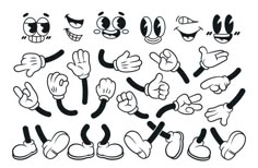 cartoon hands and fingers with different expressions