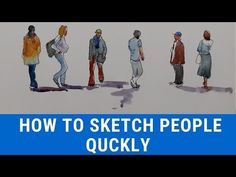 how to sketch people quickly with watercolors on paper and colored pencils in the background