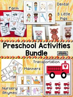 the preschool activities bundle includes pictures and text