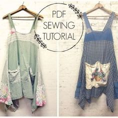 two pictures of different types of clothing hanging on a wall with the words pdf sewing tutor above them