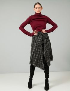 Get pretty in plaid this season in our tartan wrap around skirt. Excellent to pair with a business white shirt, simple slick turtleneck sweater or oversize button down cardigan.Suitable for many looks and occasions, very easy and stylish item in your wardrobe. Will stay there for years!Fits sz.S, M but can be easily readjusted with a buckle,80% lightweight wool, 20% acrylicModel's height 179 cmFind more on www.kozzachka.comInstagram: Kozzachka for more inspiration Versatile Workwear Skirt For Fall, Business Casual Skirt For Fall, Fall Business Casual Midi Skirt, Trendy Plaid Fall Skirt, Trendy Plaid Skirt For Fall, Trendy Plaid Skirt For Winter, Plaid Relaxed Work Skirt, Elegant Fall Skirt For Layering, Plaid Midi Skirt For Fall