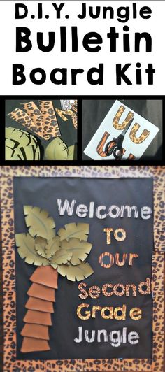 a bulletin board with the words welcome to our second grade jungle on it and an image of