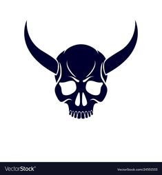 a skull with horns on white background