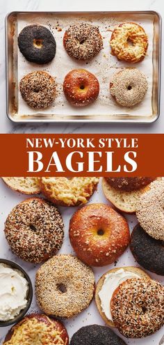 new york style bagels with cream cheese and sprinkles on the side