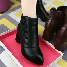 Category:Boots; Upper Materials:PU; Season:Summer; Heel Type:Chunky Heel; Gender:Women's; Toe Shape:Round Toe; Type:Booties Ankle Boots; Style:Casual,Elegant,Minimalism; Heel Height(inch):2-3; Outsole Materials:Rubber; Occasion:Daily,Outdoor; Closure Type:Buckle; Pattern:Solid Color; Listing Date:06/15/2023; Production mode:External procurement; 2024 Trends:Combat Boots,Plus Size; Foot Length:; Foot Width:; SizeChart1_ID:2:184043; Size chart date source:Provided by Supplier. Winter High Heels, Chunky Pumps, Mom Shoes, High Heels Shoes, Zipper Boots, Womens Shoes High Heels, Cool Boots, Womens Ankle Boots, Boots Women