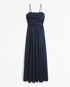 Women's The A&F Emerson Lace-Up Back Maxi Dress | Women's Dresses & Jumpsuits | Abercrombie.com Laceup Dress, Voluminous Skirt, Suits Coats, Swimwear Accessories, Womens Maxi Dresses, Square Neckline, Satin Fabric, Women's Dresses, Jacket Tops