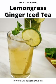 Lemongrass Ginger Tea, Lemongrass Iced Tea, Ginger Iced Tea Recipe, Lemongrass Drink, Healthy Mixed Drinks, Tong Sui, Ginger Iced Tea, Lemongrass Recipes, Healthy Teas Recipes