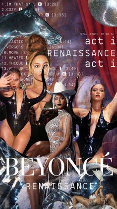 the poster for beyonce's new album is shown in black and silver, as well as