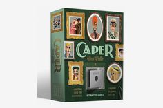 the box for the game caper is shown with pictures and frames on it's sides